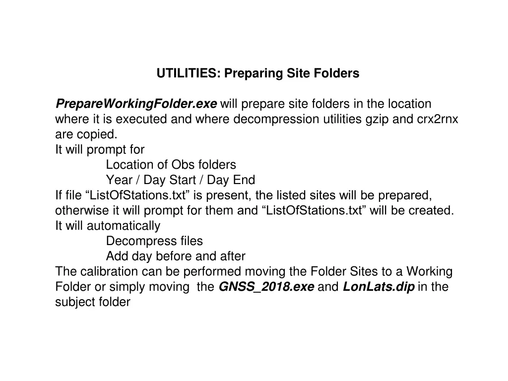 utilities preparing site folders