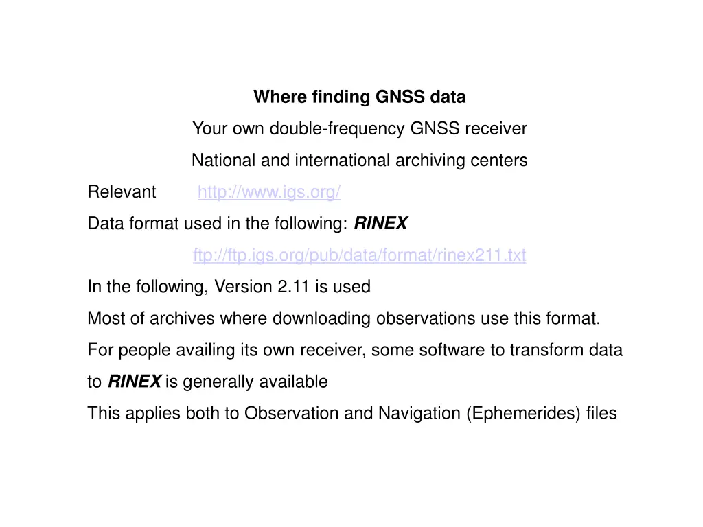 where finding gnss data