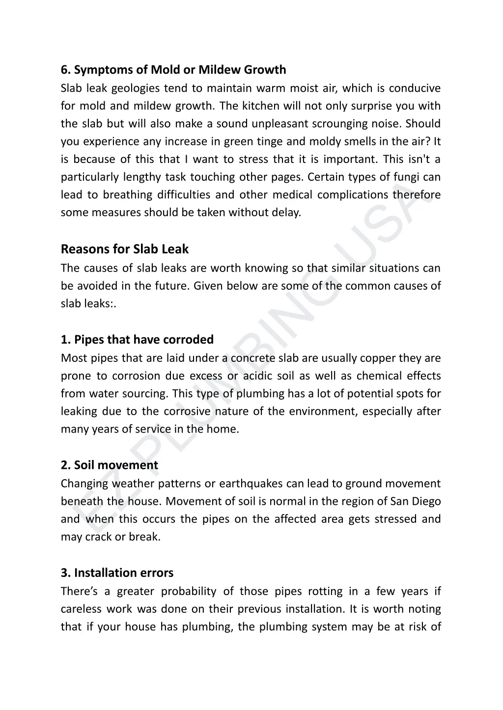 6 symptoms of mold or mildew growth slab leak