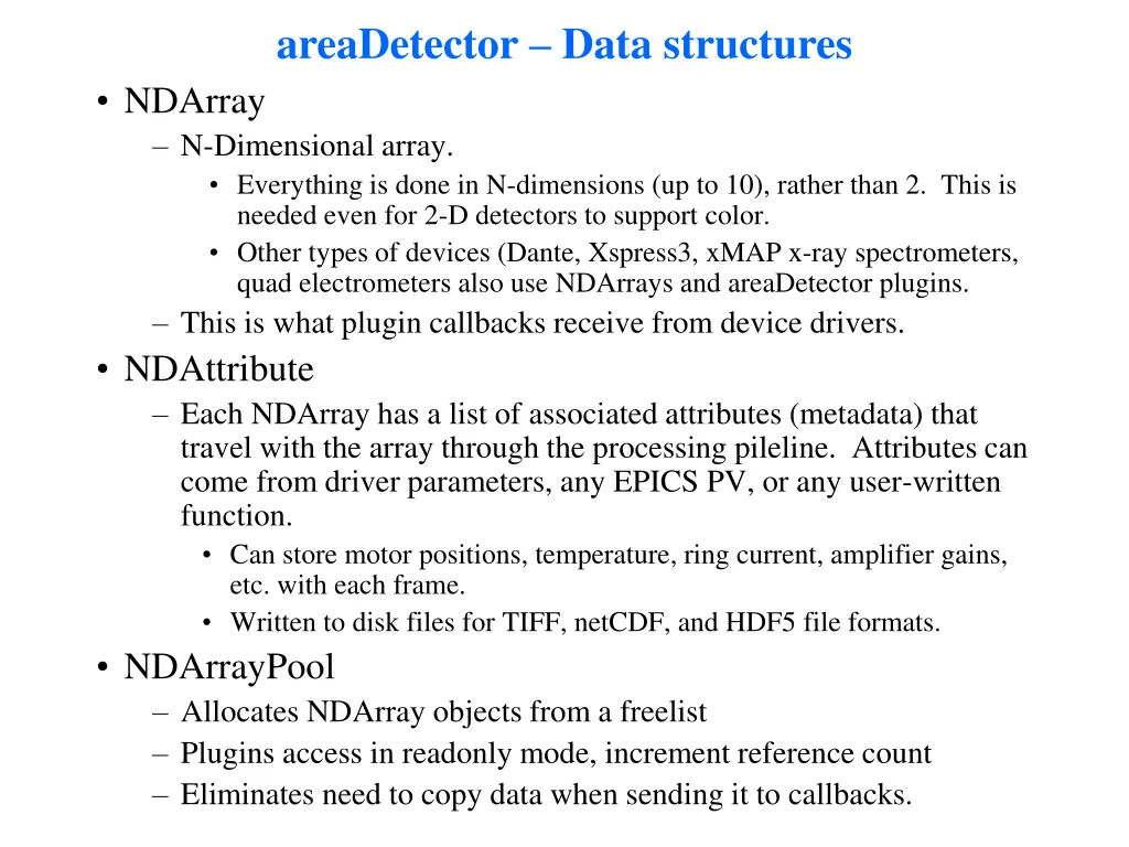 areadetector data structures