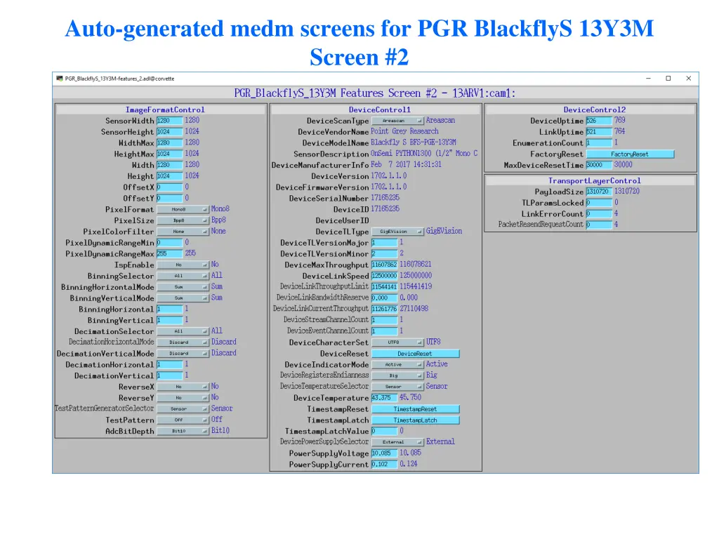 auto generated medm screens for pgr blackflys