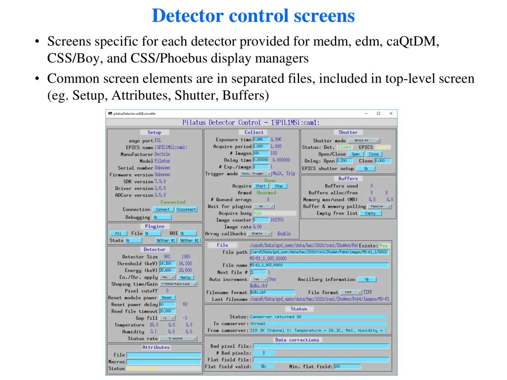 detector control screens