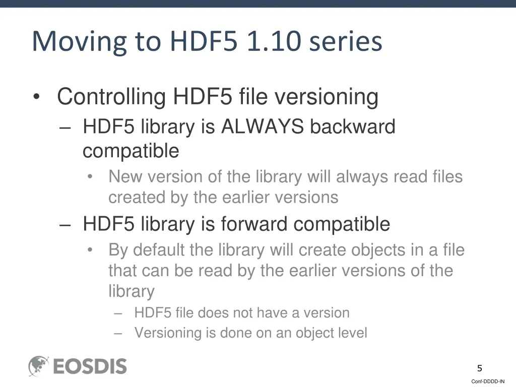 moving to hdf5 1 10 series