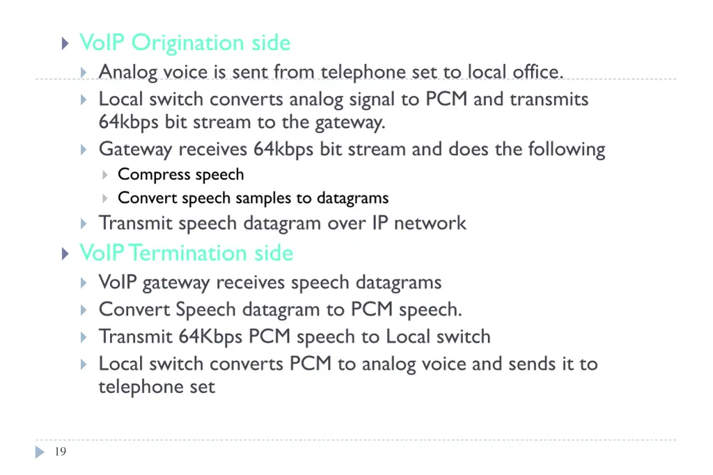 voip origination side analog voice is sent from