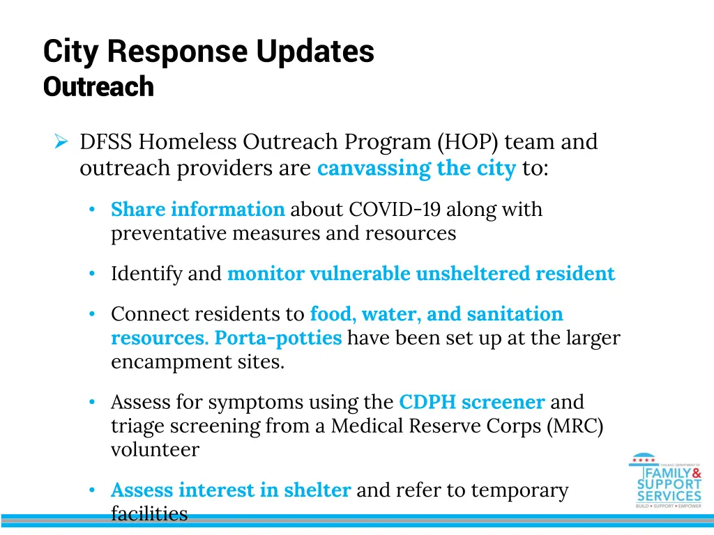 city response updates outreach