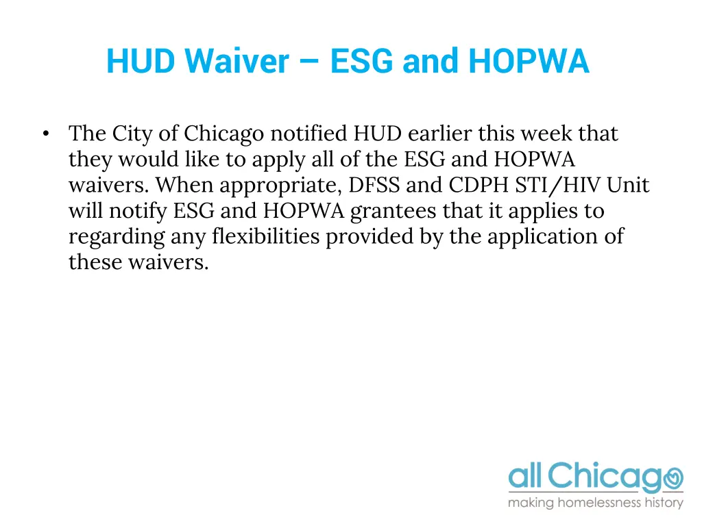 hud waiver esg and hopwa