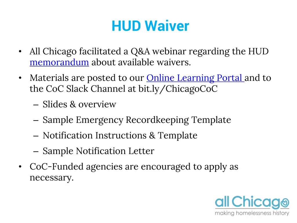 hud waiver