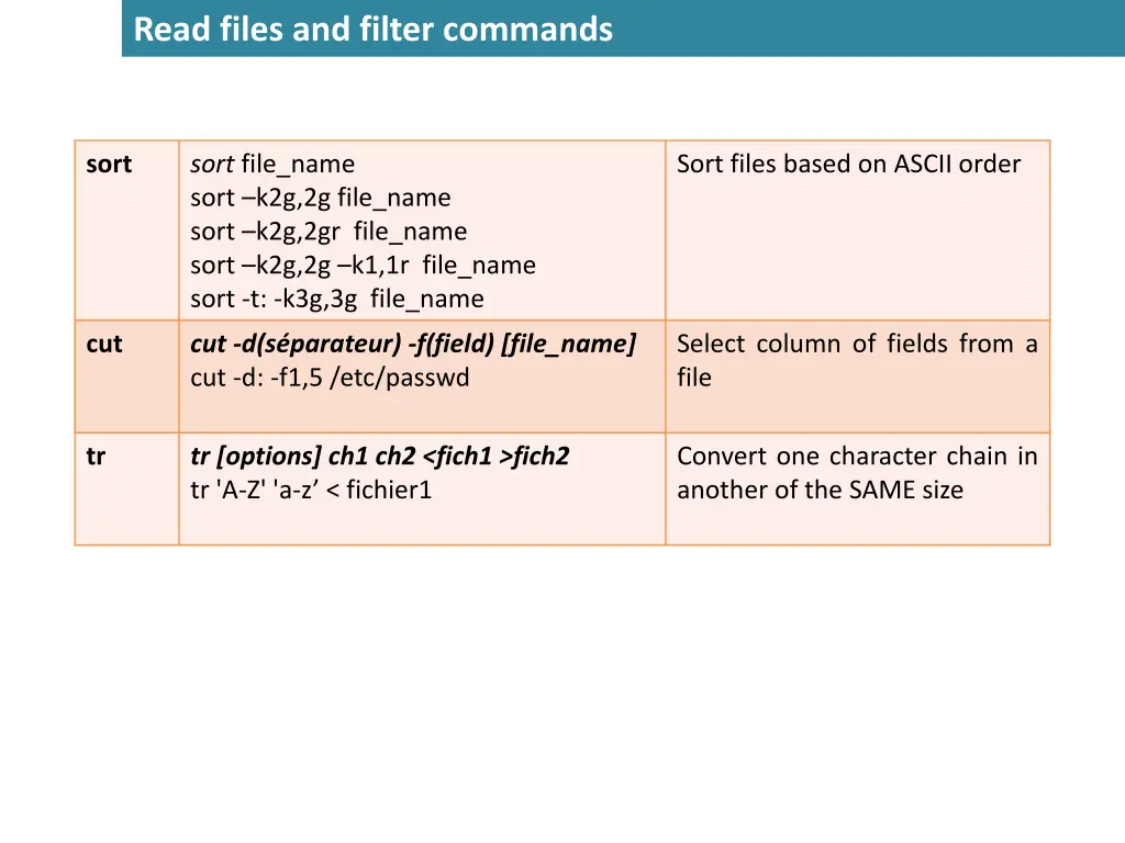 read files and filter commands