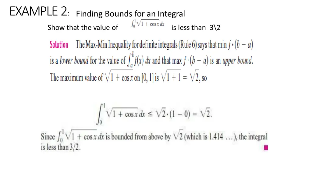 example2 finding bounds for anintegral