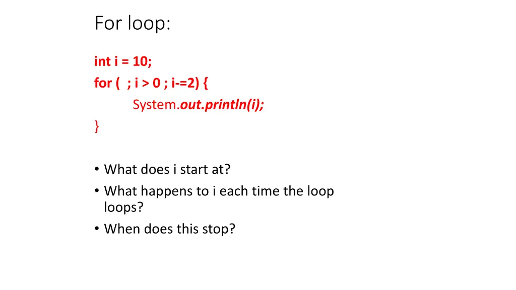 for loop