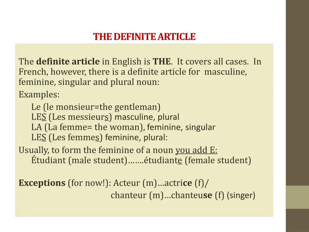 the definite article