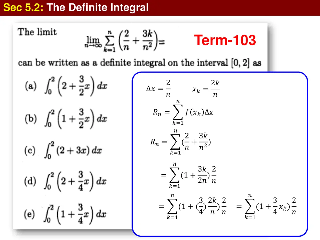 sec 5 2 the definite integral 9