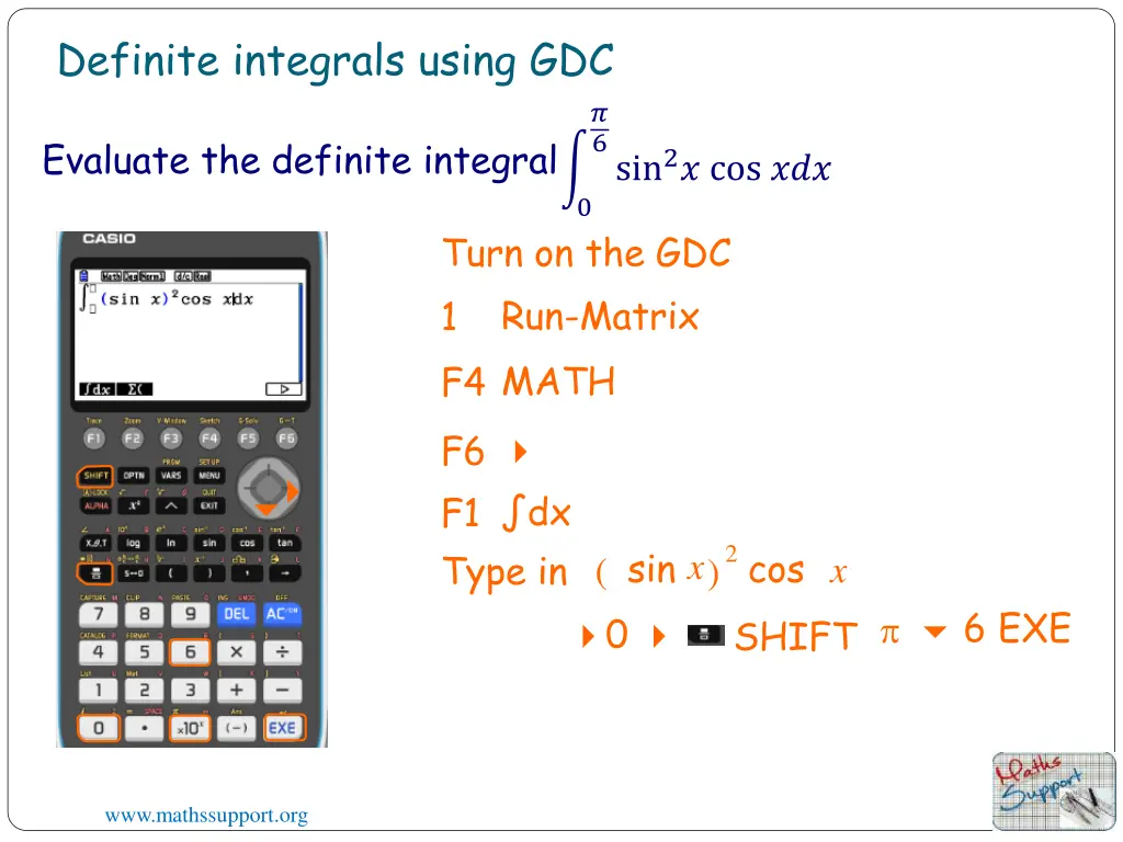 definite integrals using gdc 13