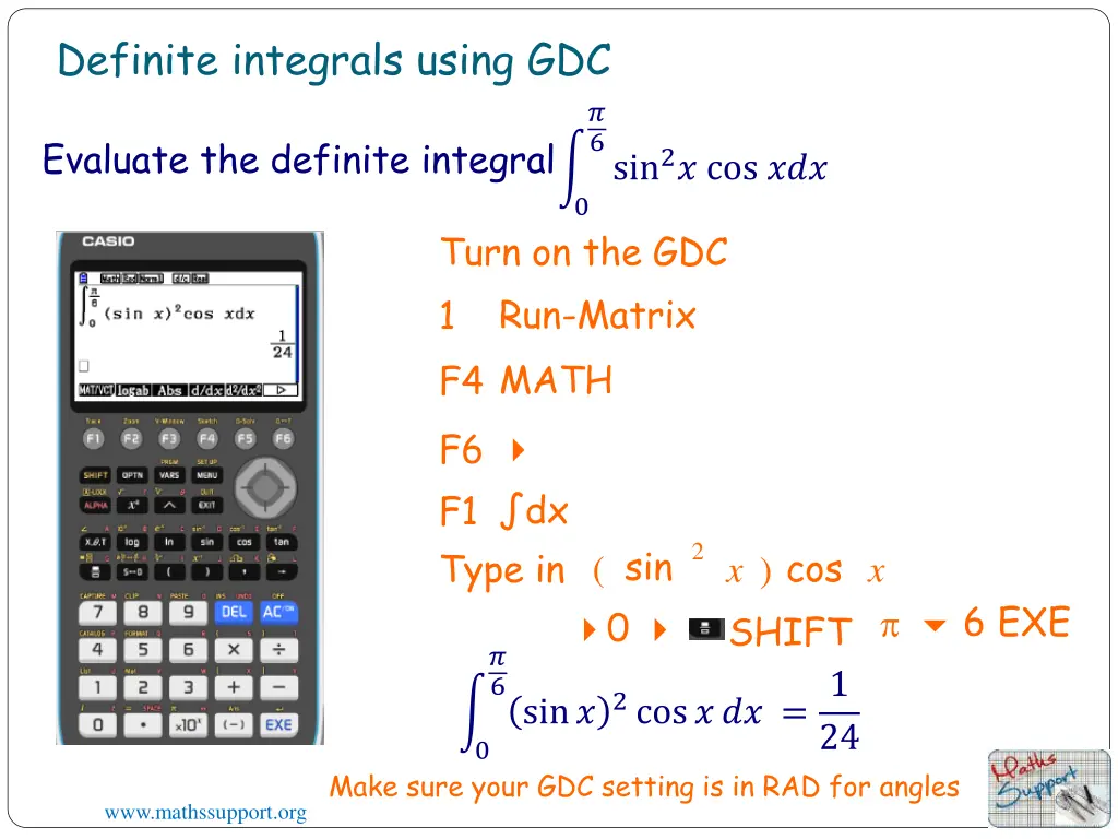 definite integrals using gdc 14