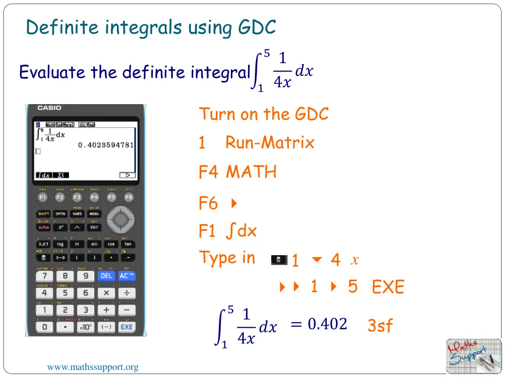 definite integrals using gdc 7