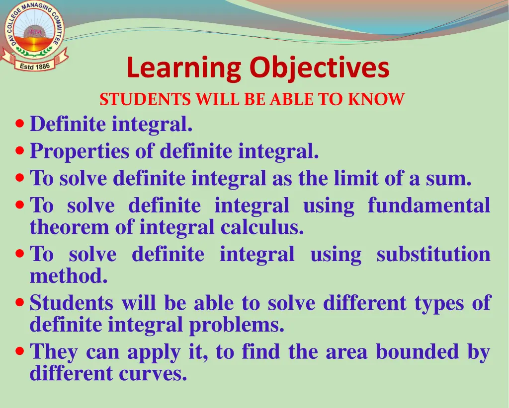 learning objectives students will be able to know