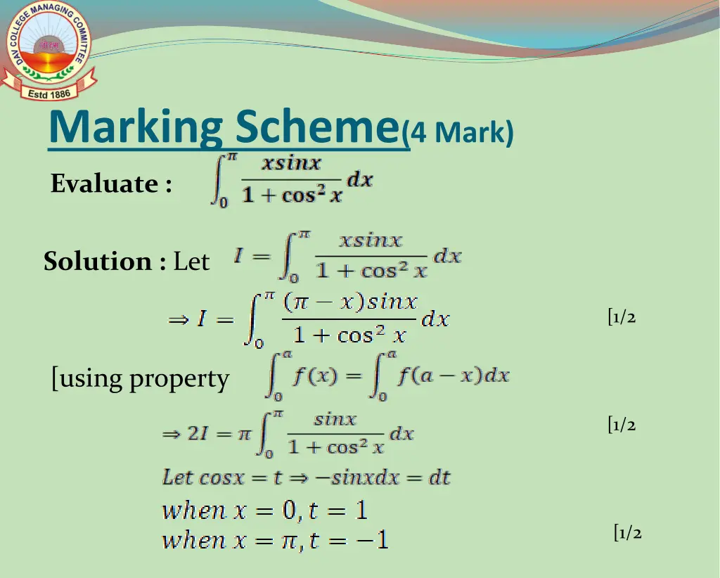 marking scheme 4 mark