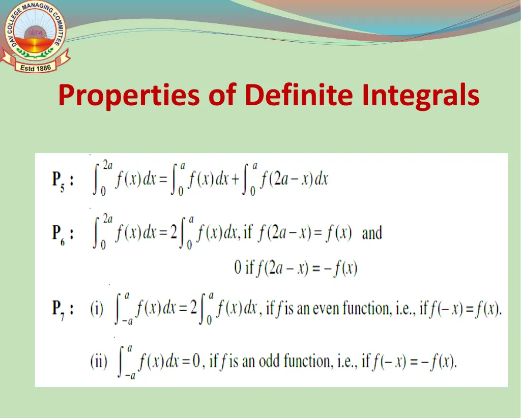 properties of definite integrals 1