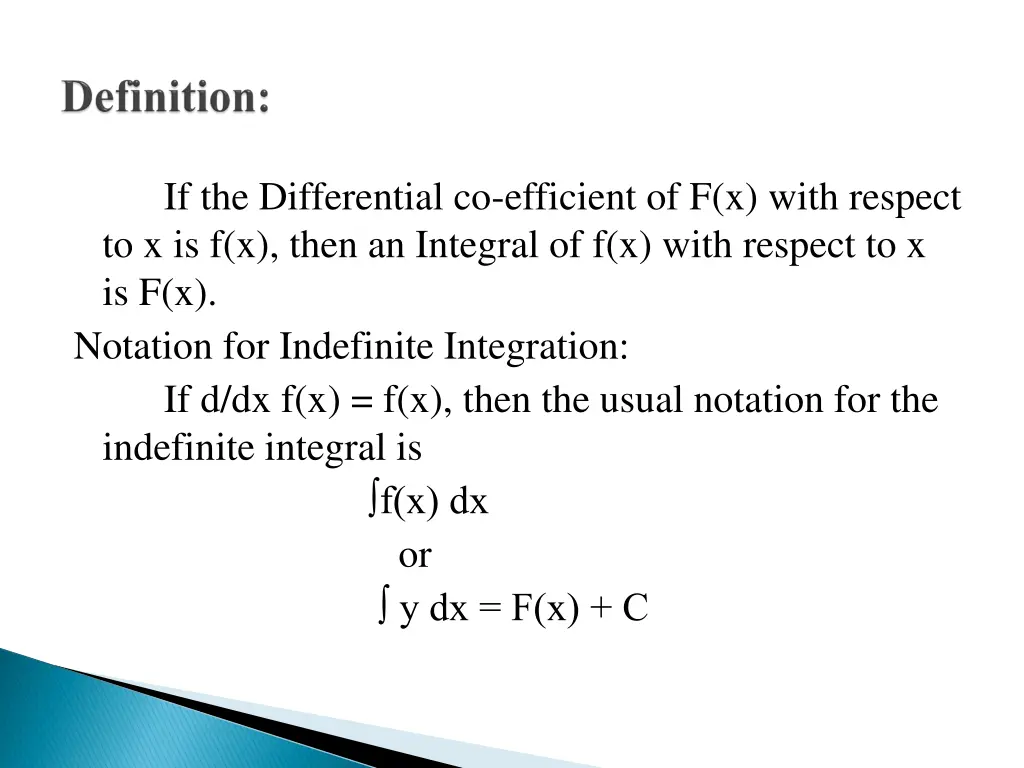 if the differential co efficient of f x with