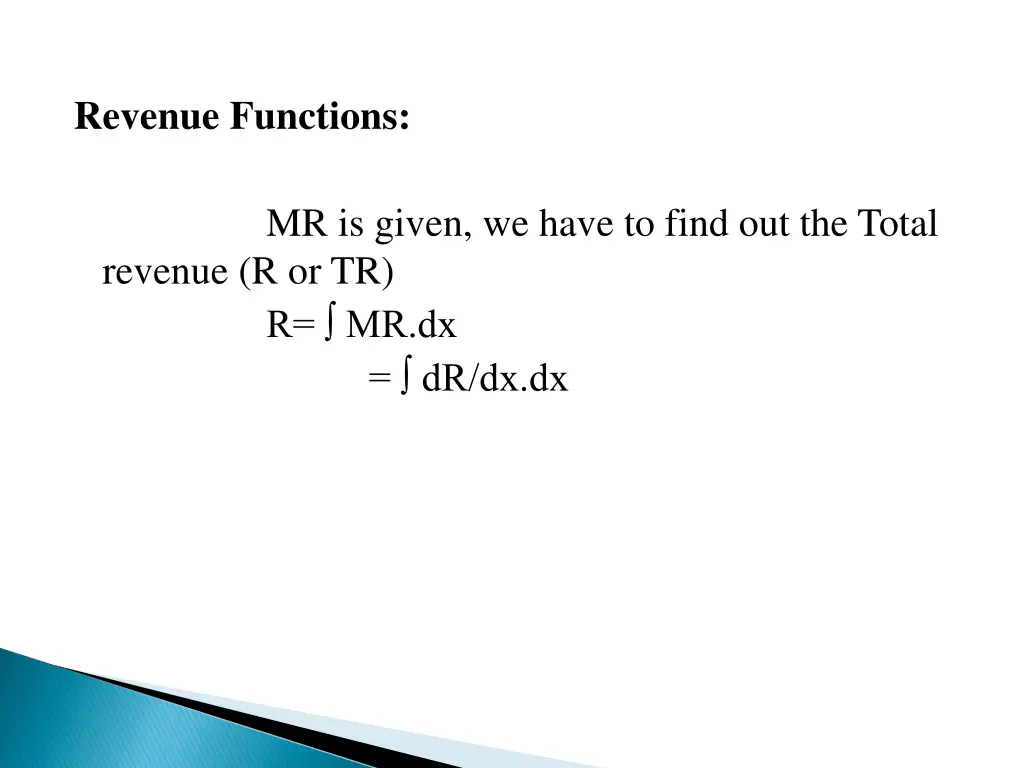 revenue functions