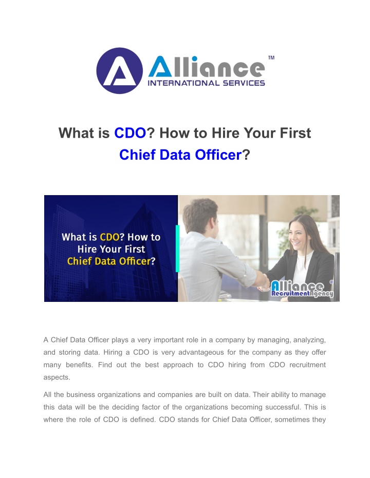 what is cdo how to hire your first chief data