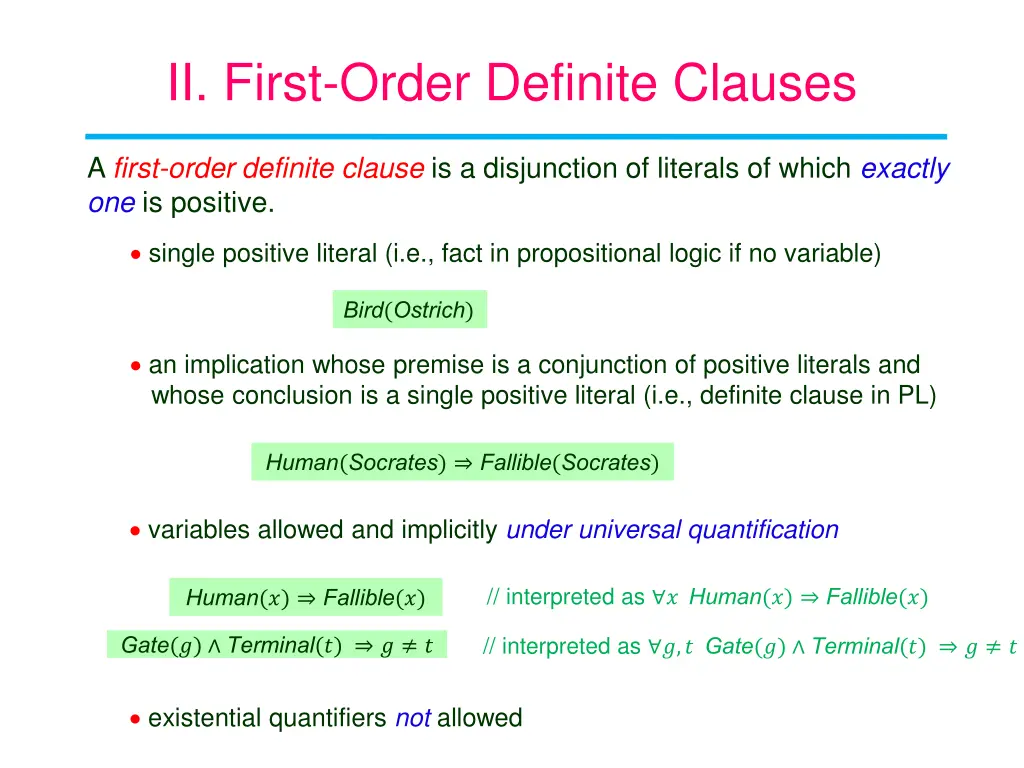 ii first order definite clauses