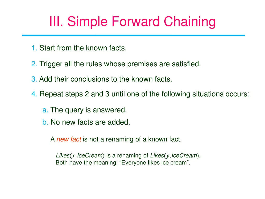 iii simple forward chaining