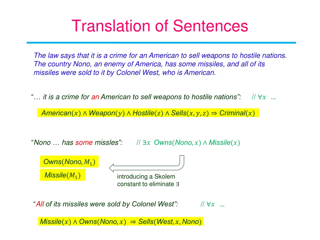 translation of sentences