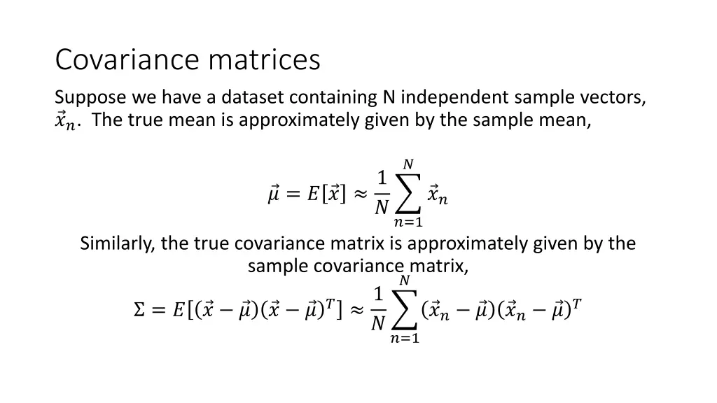 covariance matrices suppose we have a dataset