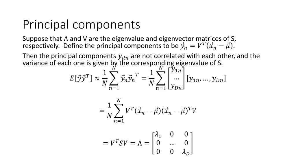 principal components suppose that 1