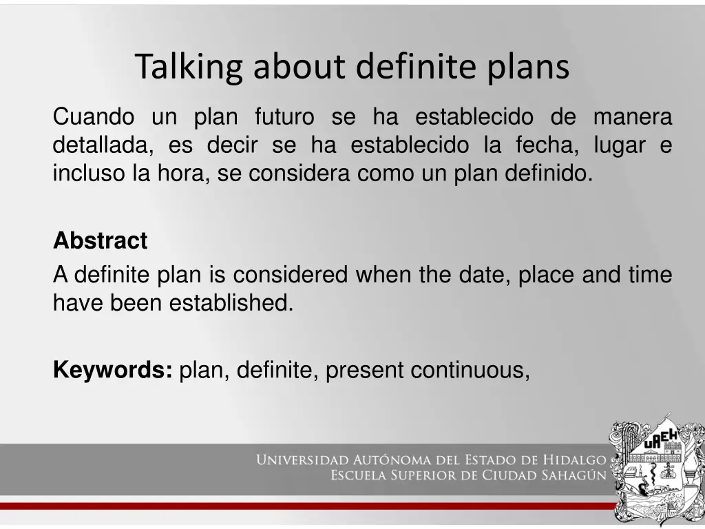 talking about definite plans 1