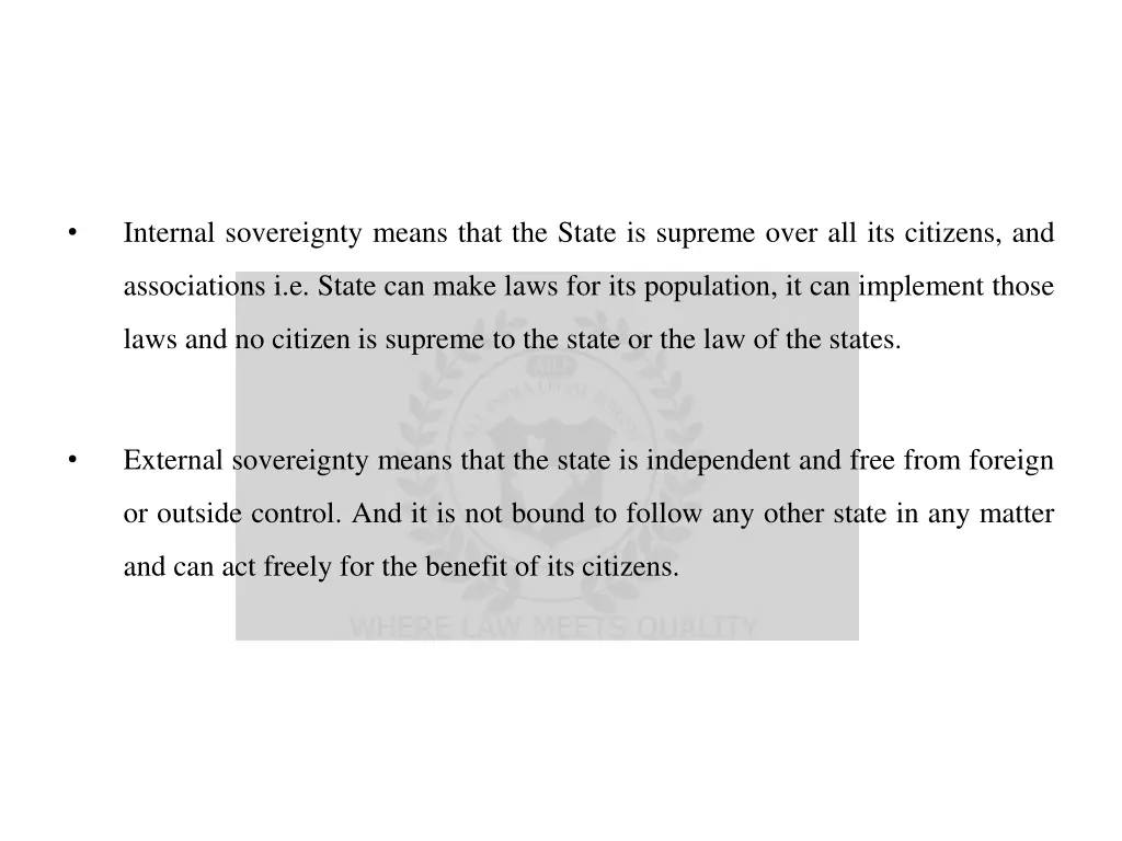 internal sovereignty means that the state