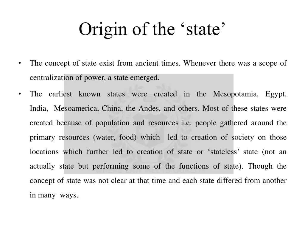 origin of the state