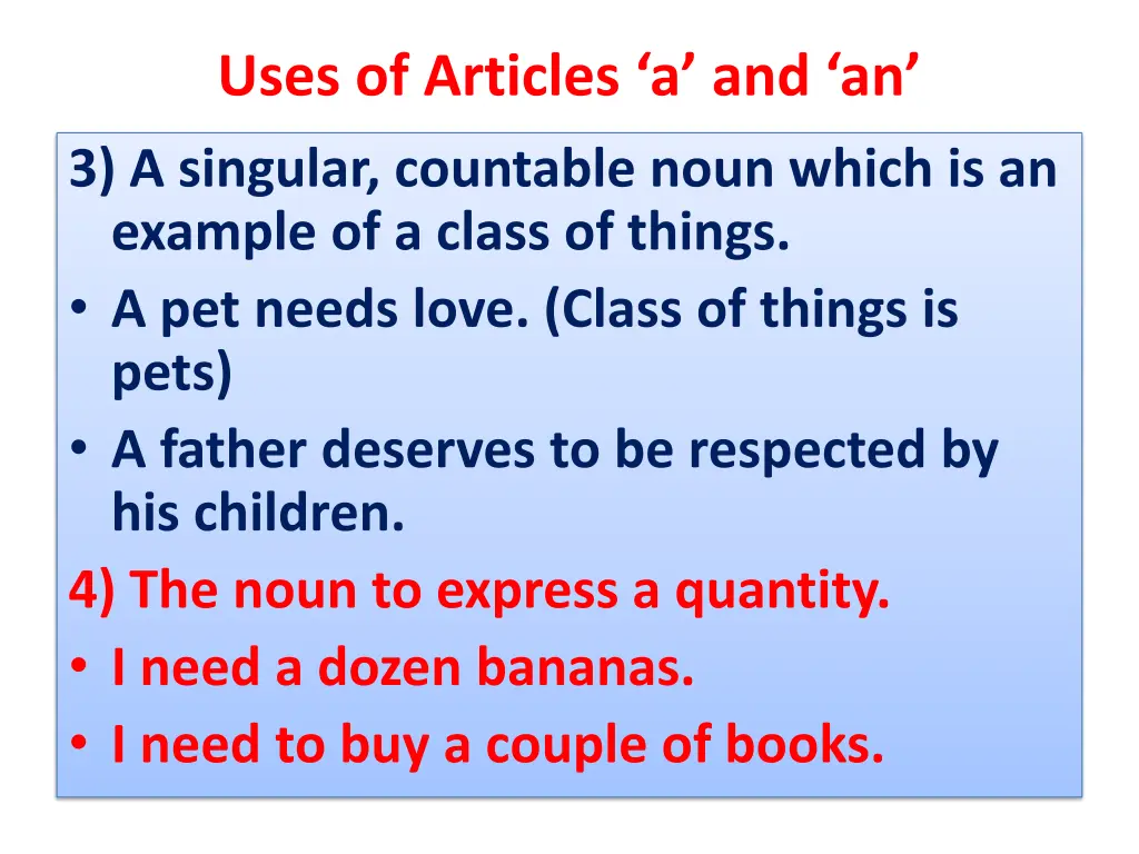 uses of articles a and an 1