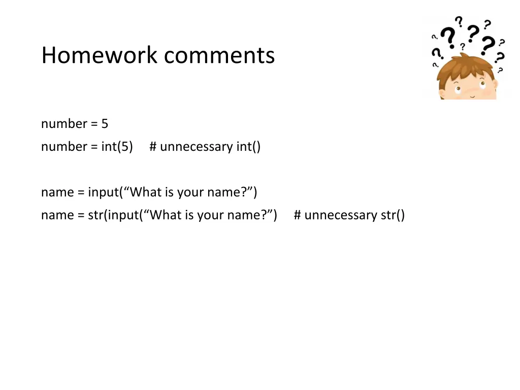 homework comments