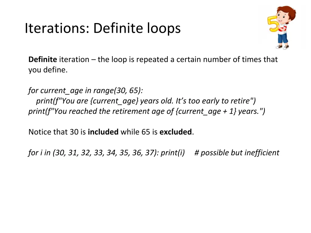 iterations definite loops