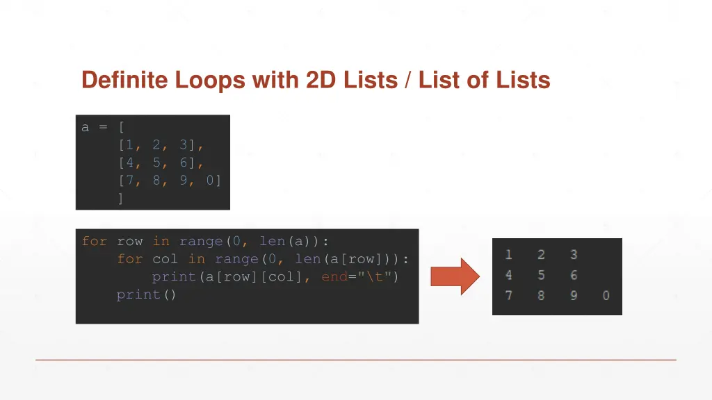 definite loops with 2d lists list of lists 1