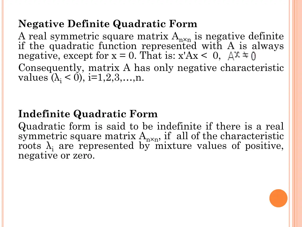 negative definite quadratic form a real symmetric