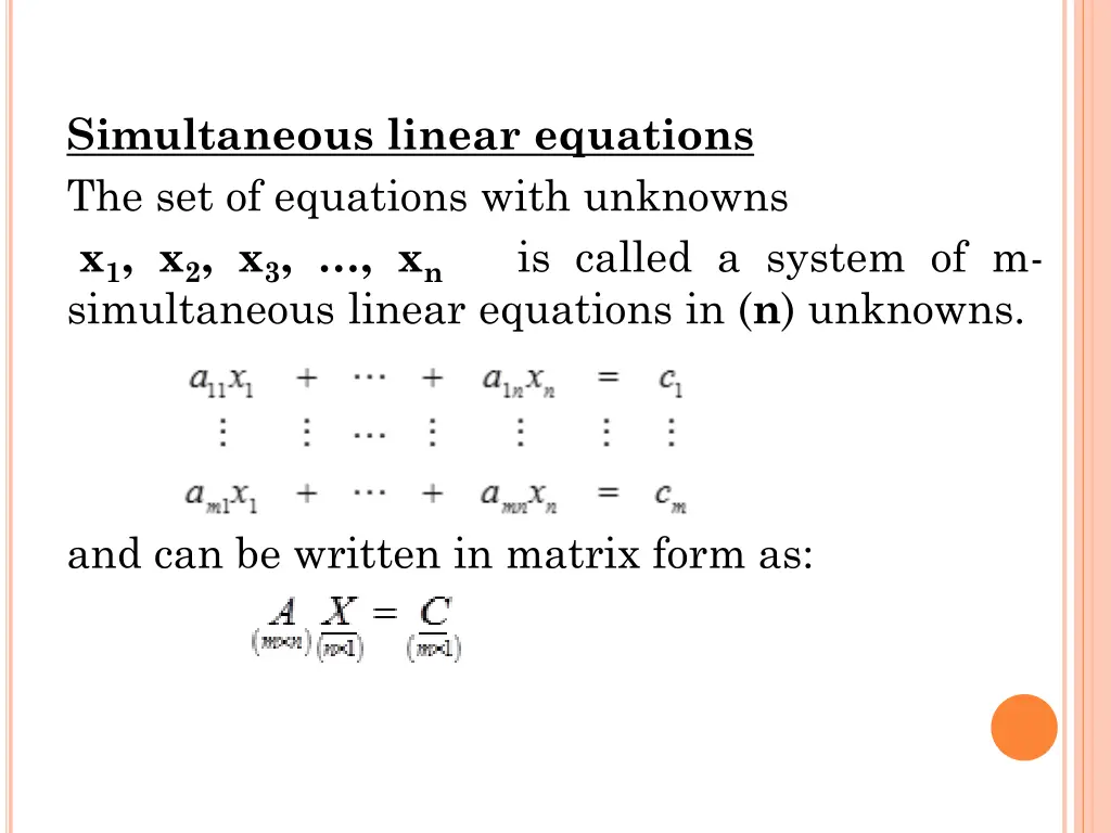 simultaneous linear equations