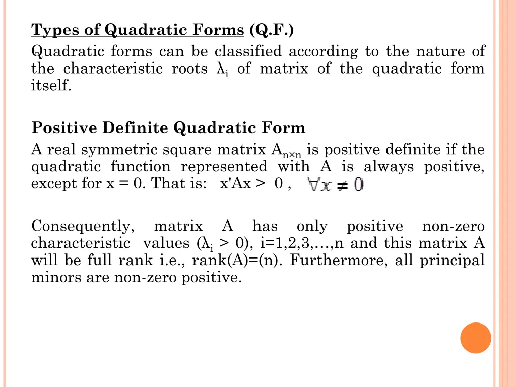 types of quadratic forms q f quadratic forms