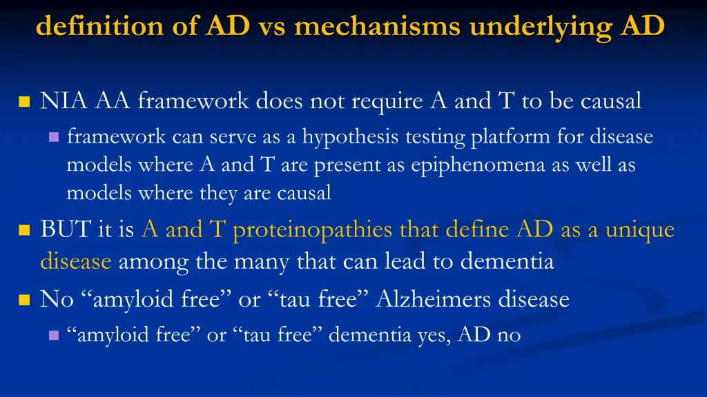 definition of ad vs mechanisms underlying ad