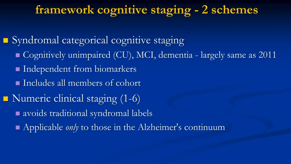 framework cognitive staging 2 schemes