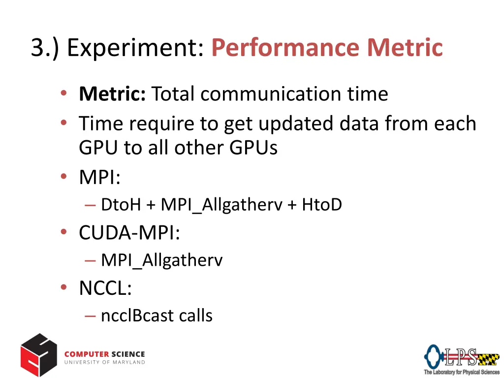 3 experiment performance metric