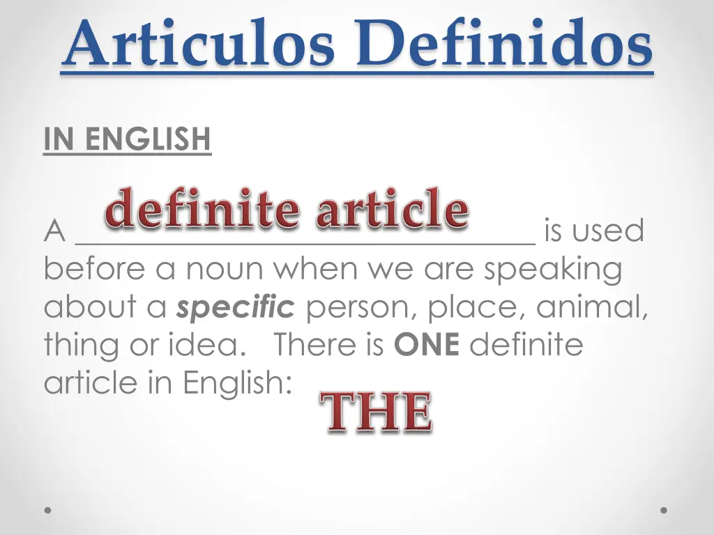 articulos definidos