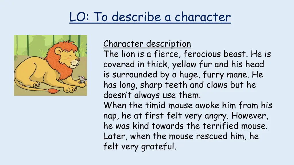 lo to describe a character 3