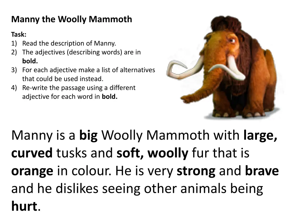 manny the woolly mammoth