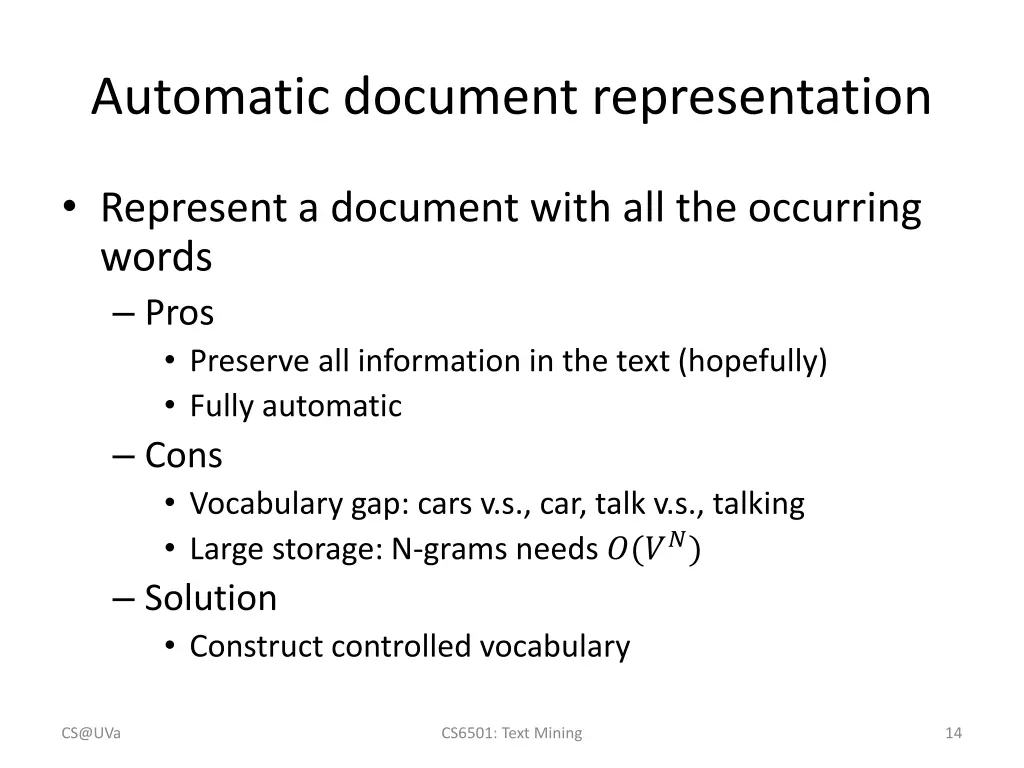 automatic document representation