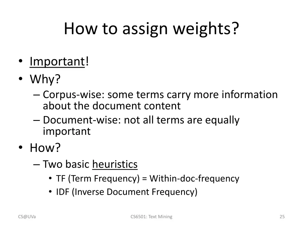 how to assign weights