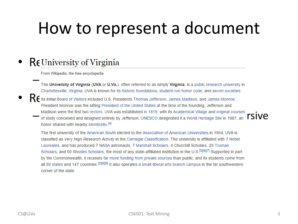 how to represent a document