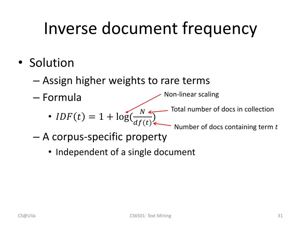 inverse document frequency